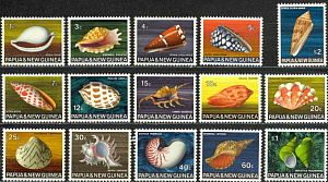 Папуа Новая Гвинея, Раковины, 1968, 15 марок